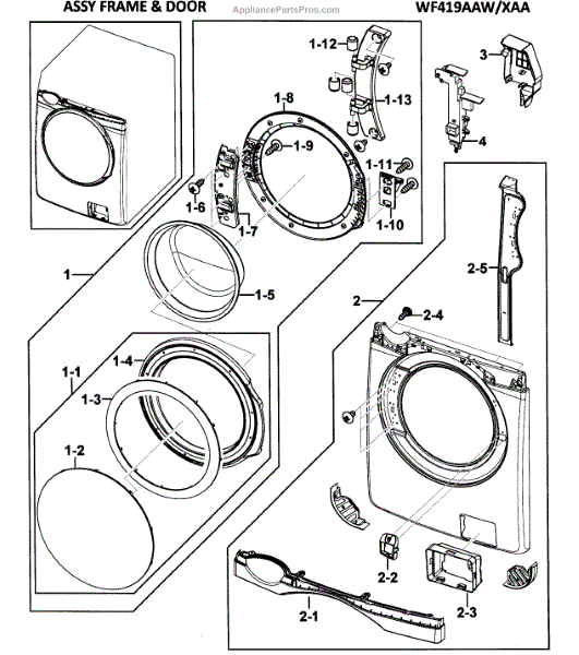 Parts for Samsung WF419AAW/XAA-00: Door Assy Parts - AppliancePartsPros.com