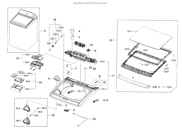 Parts for Samsung WA56H9000AP/A2-00: Cover Top Parts