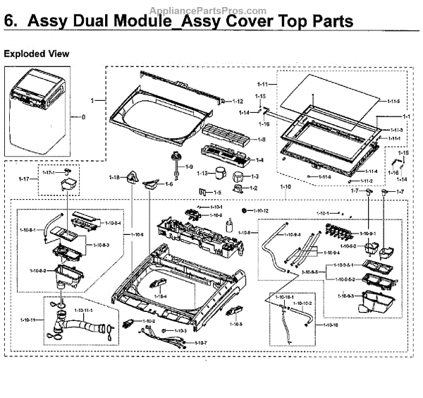 Parts for Samsung WV55M9600AV/A500 Dual ModuleTop Parts