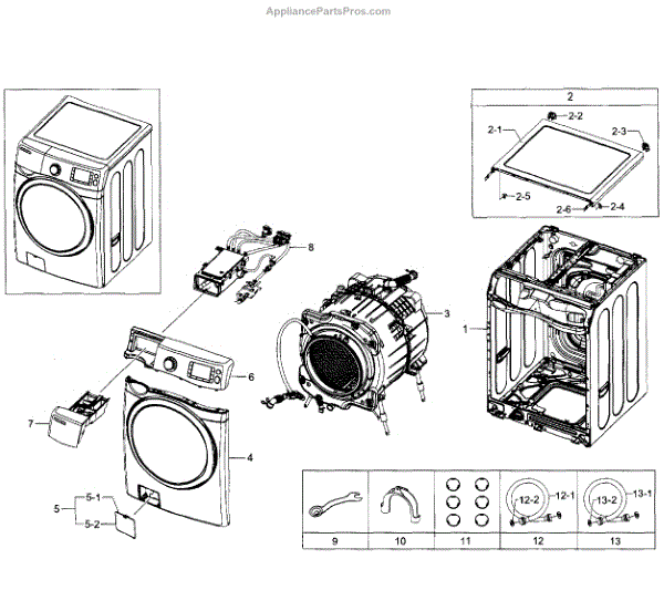 Parts for Samsung WF520ABW/XAA-01: Main Section Parts