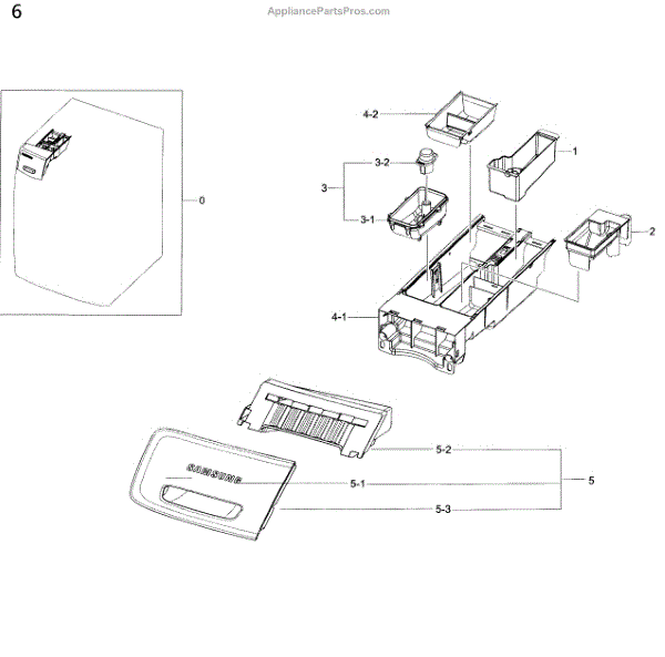 Parts for Samsung WF50K7500AV/A200 Drawer Parts
