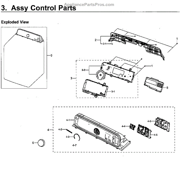 Parts for Samsung WA40J3000AW/A213 Control Panel Parts