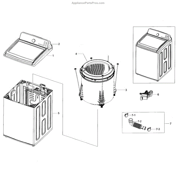 Parts for Samsung WA40J3000AW/A201 Main Parts