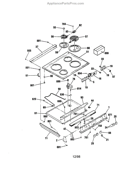 Parts For Kenmore 911 4624194 9114624194 911 4624194 Main Top Parts