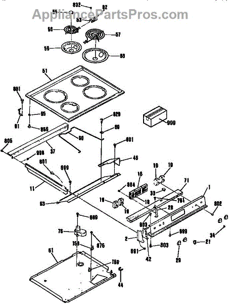 Parts for Kenmore 911.46565690 (91146565690, 911 46565690): Main Top ...