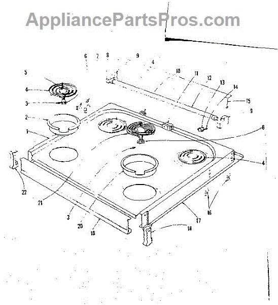 Parts for Kenmore 101.9036640 (1019036640, 101 9036640) Cook Top