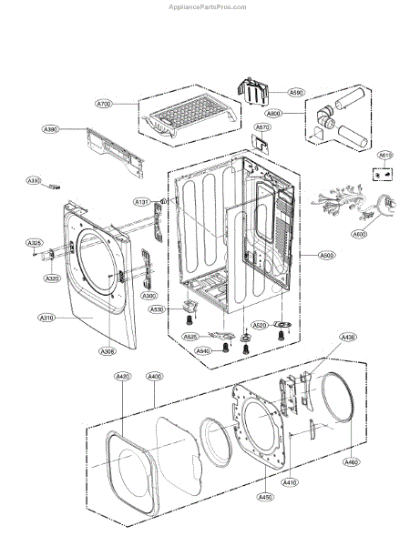 Parts for LG DLEX8100V: Cabinet and Door Parts - AppliancePartsPros.com