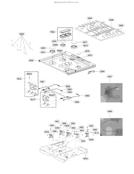 Parts for LG LSG4513ST/00: Cooktop Parts - AppliancePartsPros.com