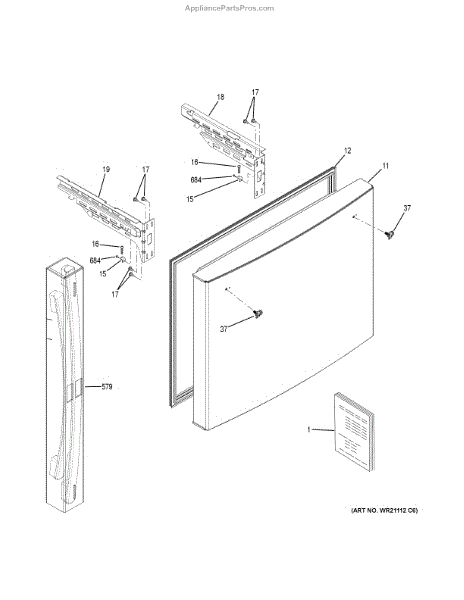 Parts for GE GDE21ESKARSS: Freezer Door Parts - AppliancePartsPros.com