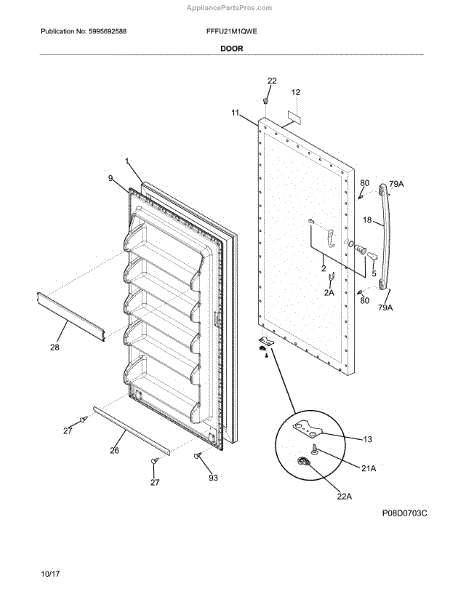 Parts for Frigidaire FFFU21M1QWE: Door Parts - AppliancePartsPros.com