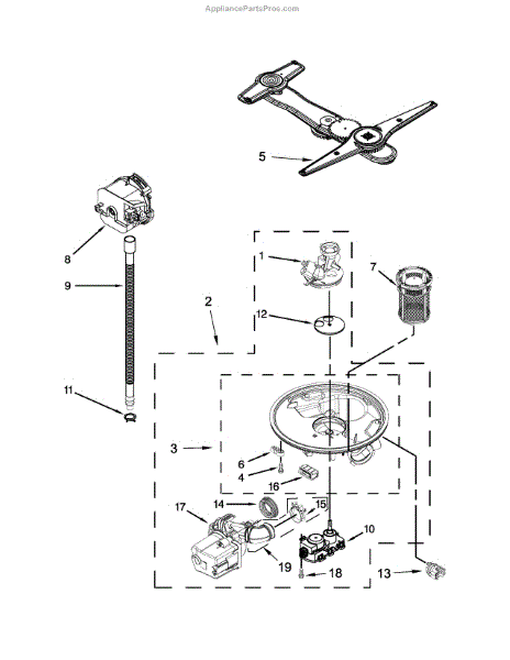 Parts for Kenmore 665.14753N510 (66514753N510, 665 14753N510): Pump ...