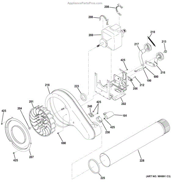 Parts for GE GFDR270EH0WW: Blower & Motor Parts - AppliancePartsPros.com