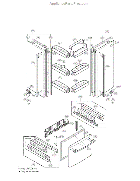 Parts for LG LRFC25750WW/00: Door Parts - AppliancePartsPros.com