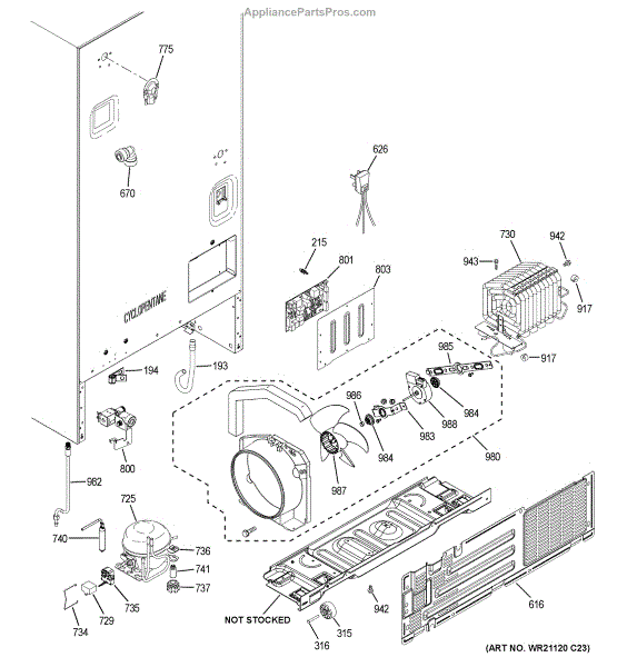 Parts for GE GFE26JSMAFSS Machine Compartment Parts