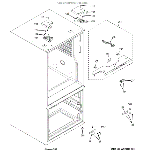 Parts for GE GFE26JSMAFSS Case Parts