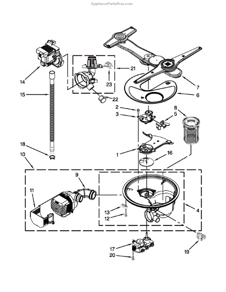 Parts for Kenmore 665.13973K015 (66513973K015, 665 13973K015): Pump ...