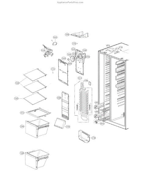 Parts For Lg Lsxs26326s 00: Freezer Compartment Parts 