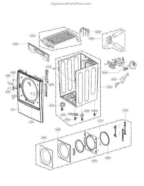 Parts for Kenmore 796.91072310 (79691072310, 796 91072310): Cabinet and ...