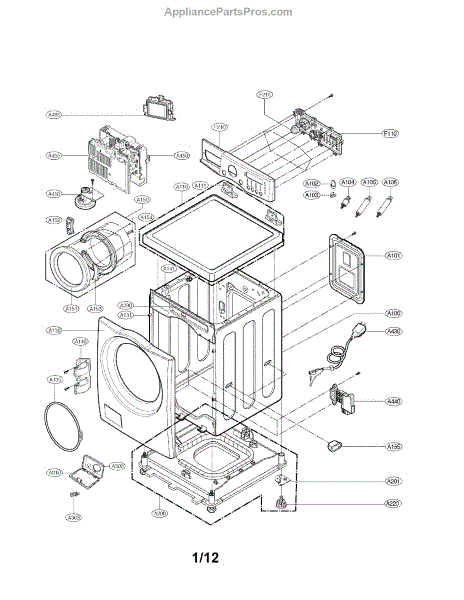 Parts for LG WM2277HW/00: Cabinet and Control Panel Assembly Parts