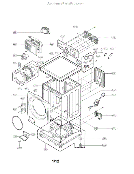 Parts for LG WM2077CW/00: Cabinet and Control Panel Parts