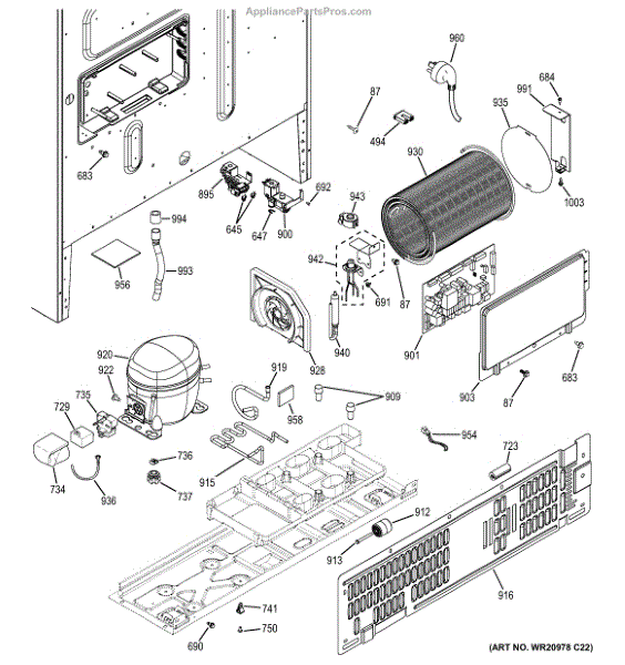 Parts for GE GFE28HMHDES: Machine Compartment Parts