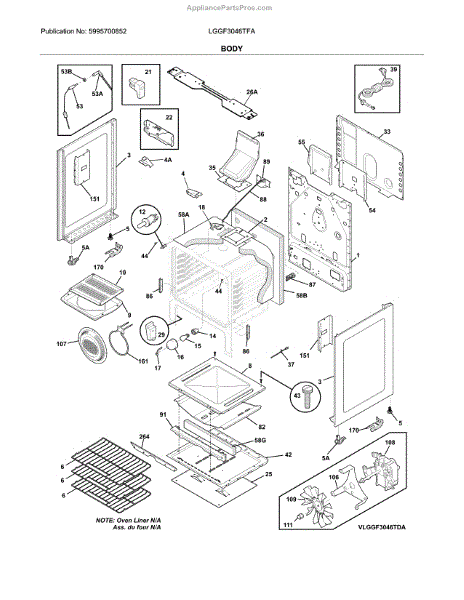 Parts for Frigidaire LGGF3046TFA: Body Parts - AppliancePartsPros.com