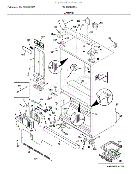 Parts for Frigidaire FGHD2368TF5: Cabinet Parts - AppliancePartsPros.com