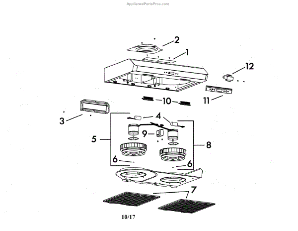 Parts For Kenmore 233.51403710 (23351403710, 233 51403710): Range Hood 