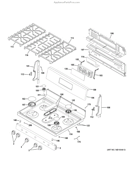 Parts for GE JGB660SEJ4SS: Control Panel & Cooktop Parts ...