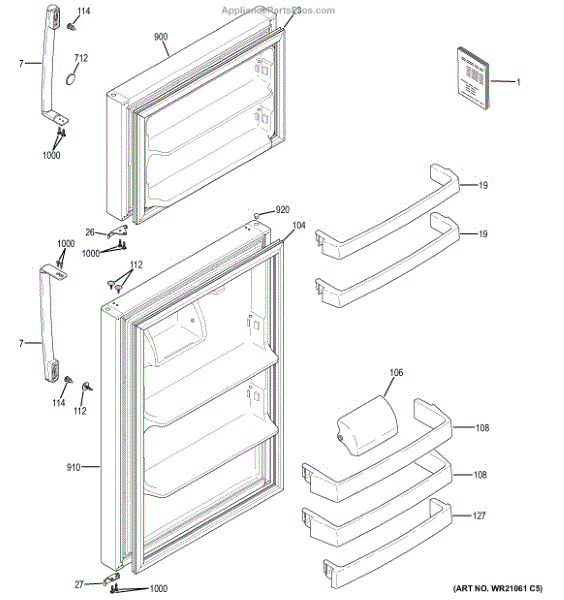 Parts for GE GTS18GTHFRWW Doors Parts