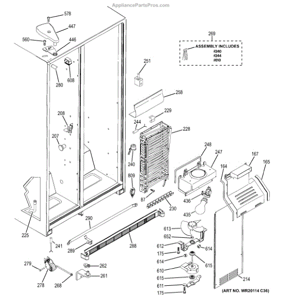 Parts for GE GSH25JSDDSS Freezer Section Parts