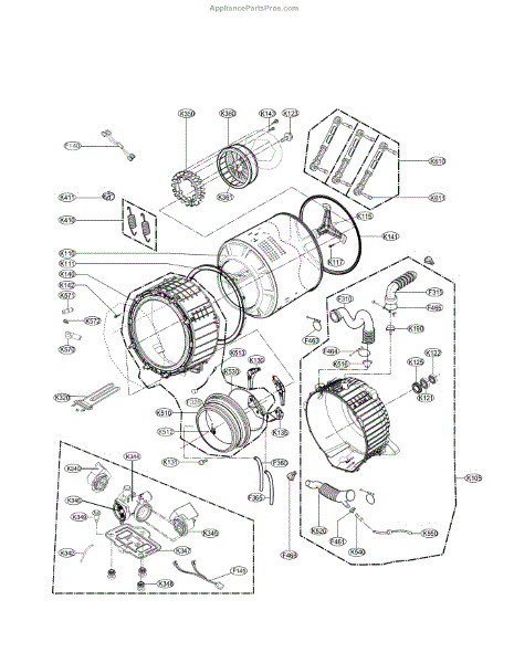 Parts for Kenmore 796.41002610 (79641002610, 796 41002610): Drum and ...