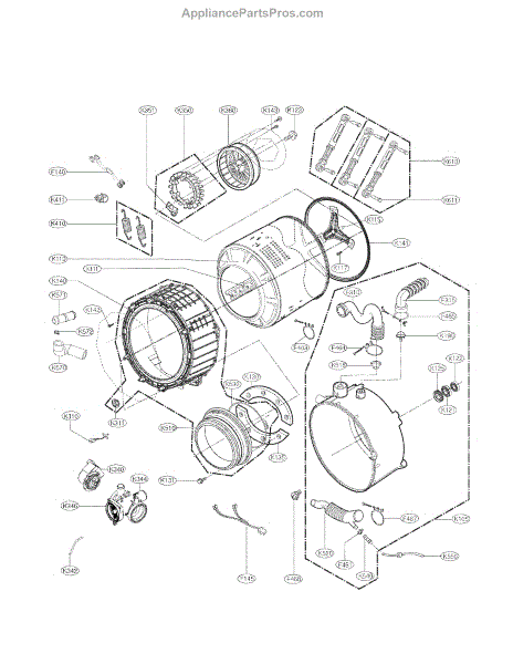 Parts for Kenmore 796.41272210 (79641272210, 796 41272210): Drum and ...