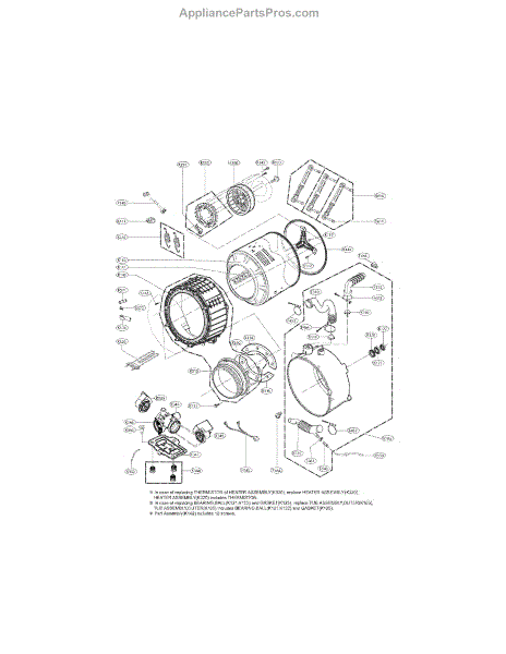 Parts for Kenmore 796.41473210 (79641473210, 796 41473210): Drum and ...