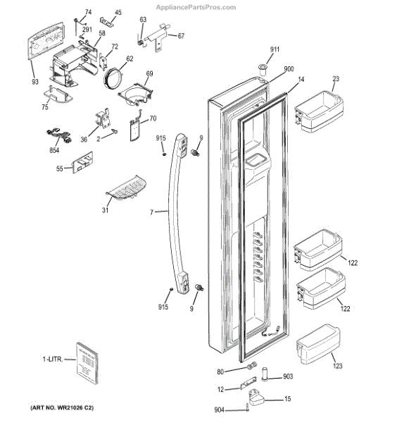 Parts for GE GSE25GSHECSS Freezer Door Parts