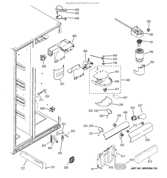 Parts for GE GSE25GSHECSS Fresh Food Section Parts