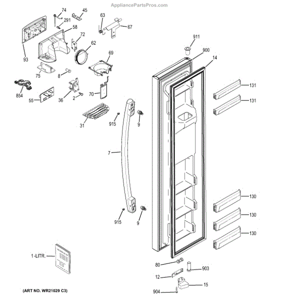 Parts for GE GZS22DMJEFES Freezer Door Parts