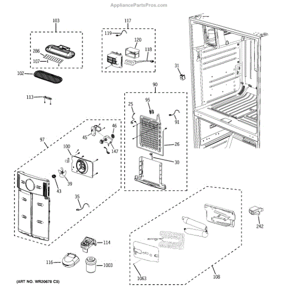 Parts for GE PFSS6PKXFSS: Fresh Food Section Parts - AppliancePartsPros.com