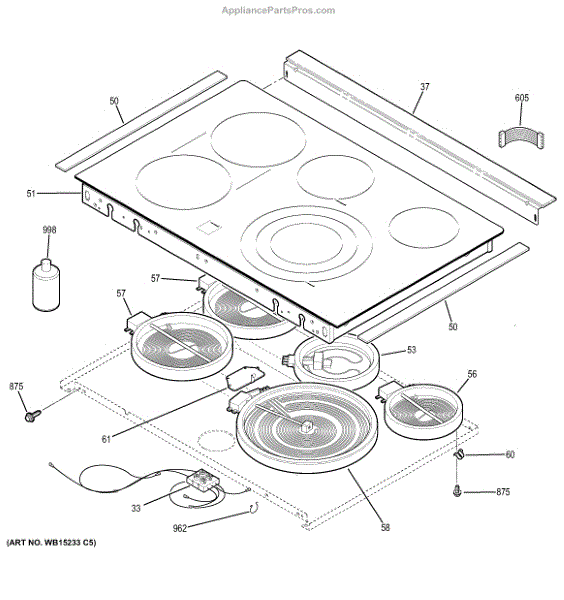 Parts for GE JS750SF3SS: Cooktop Parts - AppliancePartsPros.com