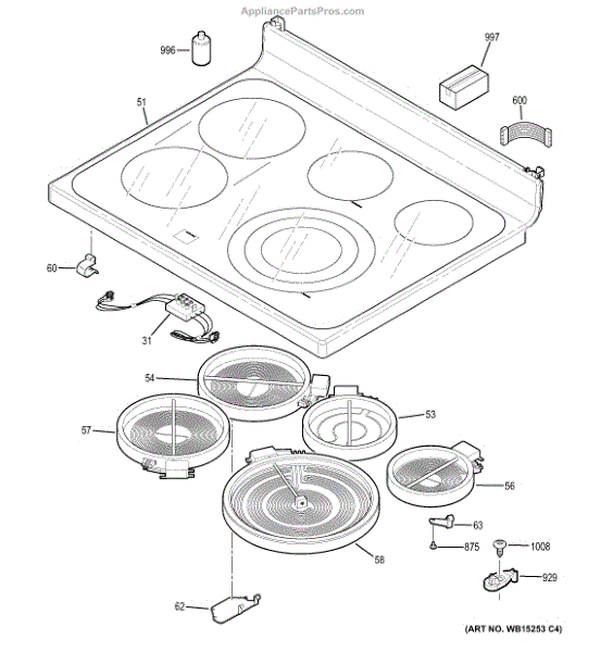Parts for GE PB930TH1WW Cooktop Parts
