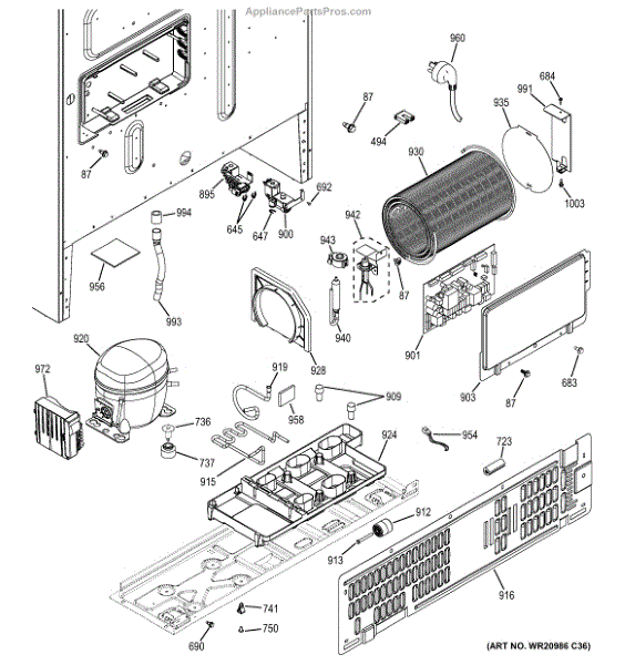 Parts for GE PFE28RSHESS Machine Compartment Parts