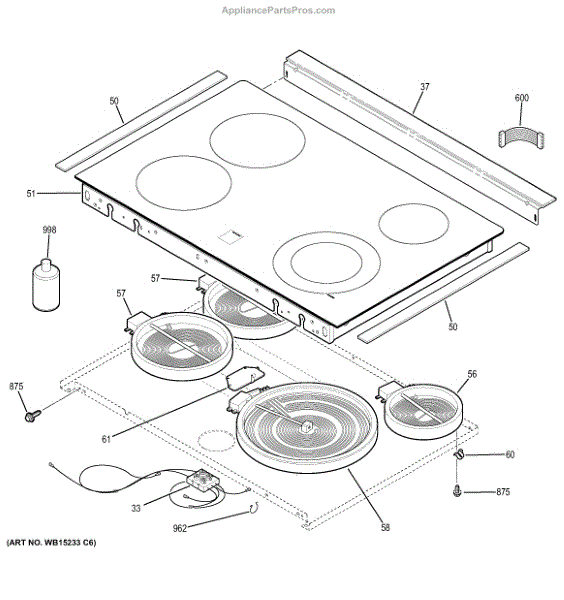 Parts for GE JS630SF1SS Cooktop Parts