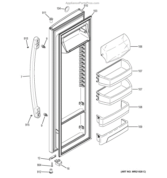 Parts for GE GSS25GMHBCES Fresh Food Door Parts
