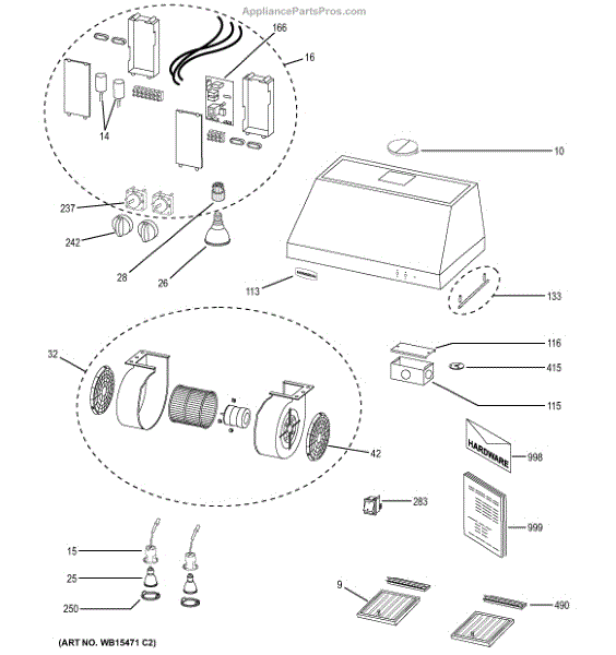 Parts for GE ZV36SSJ1SS Range Hood Parts