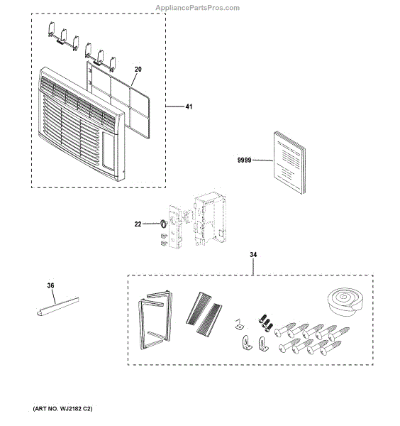 Parts for GE AHV05LYW1 Room Air Conditioner Parts