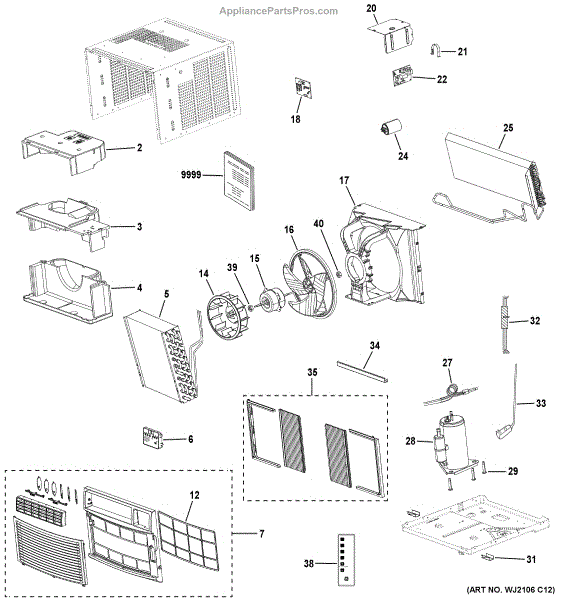 Parts for GE AHM12AWW1 Room Air Conditioner Parts