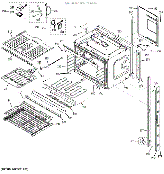 Parts for GE PT7550DF6BB Upper Oven Parts
