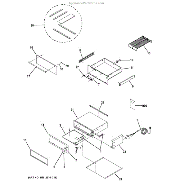 Parts for GE ZW9000SJ1SS Warming Drawer Parts