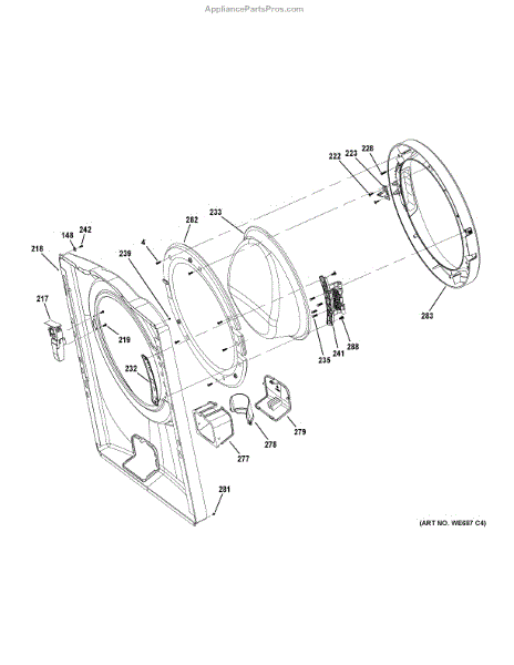 Parts for GE GFW400SCM1WW: Front Panel & Door Parts ...