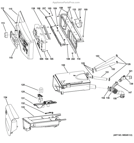 Parts for GE GFW400SCK0WW: Controls & Dispenser Parts ...